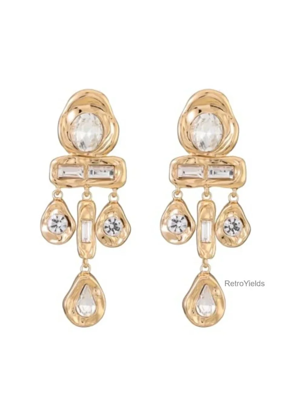 Gold Crystal Drop Dangle Earrings Party Prom Jewelry Hypoallergenic Gift